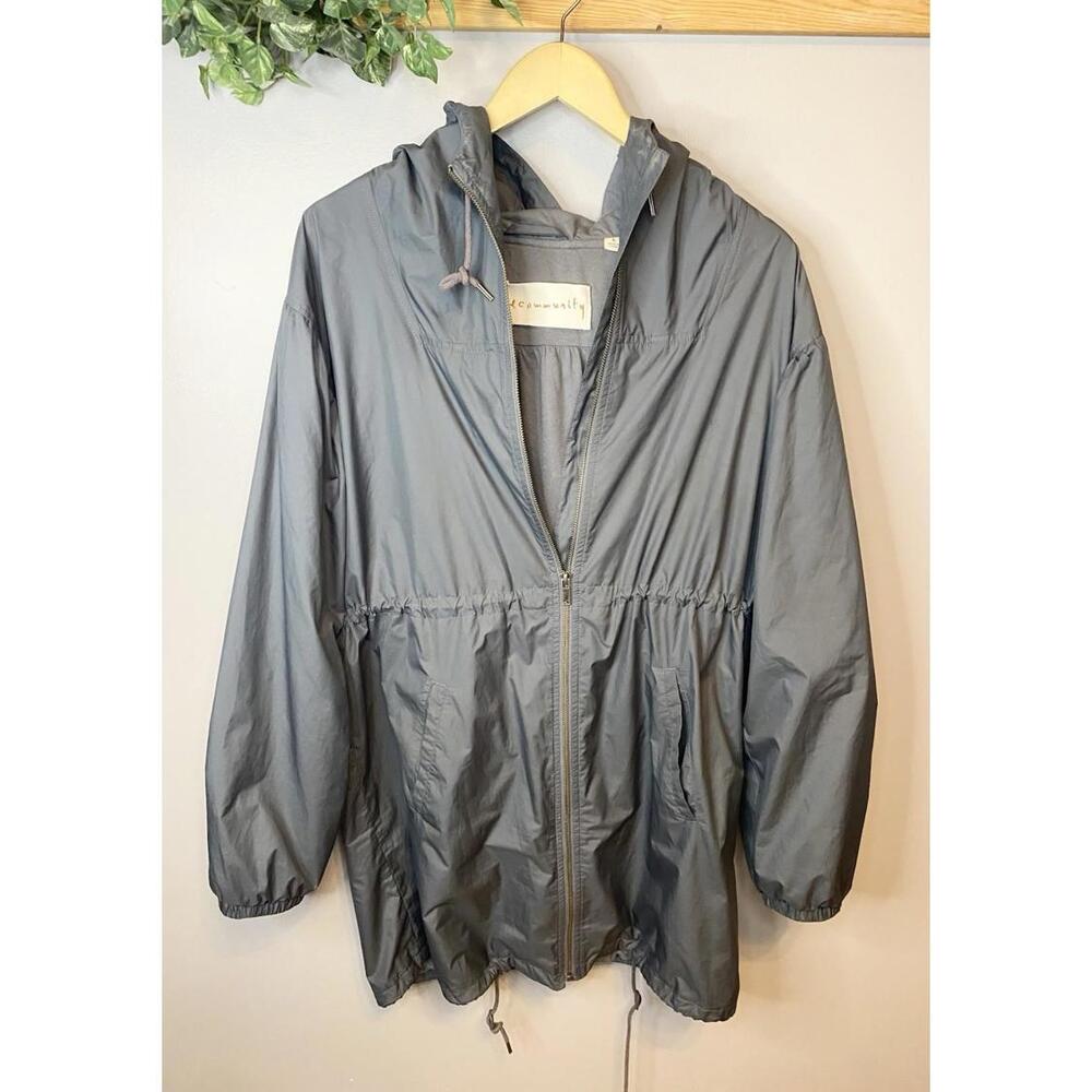 Artizia Jacket Community Woman Large Zip Pockets Long Cinch Lined Windbreaker